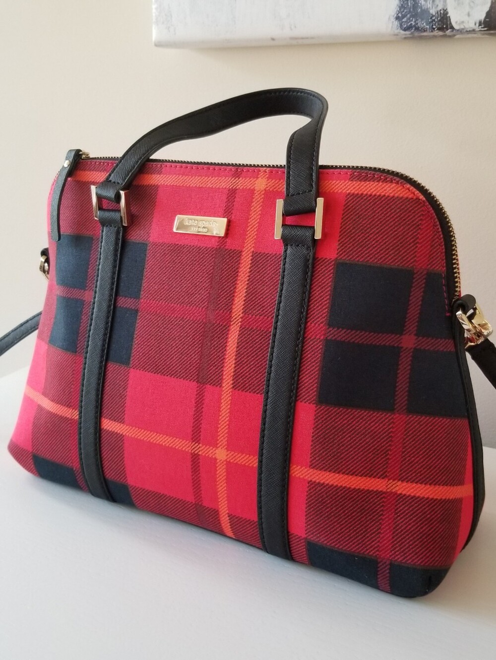 Kate Spade Newbury Lane Plaid Satchel Crossbody Bag - Picture 2 of 11